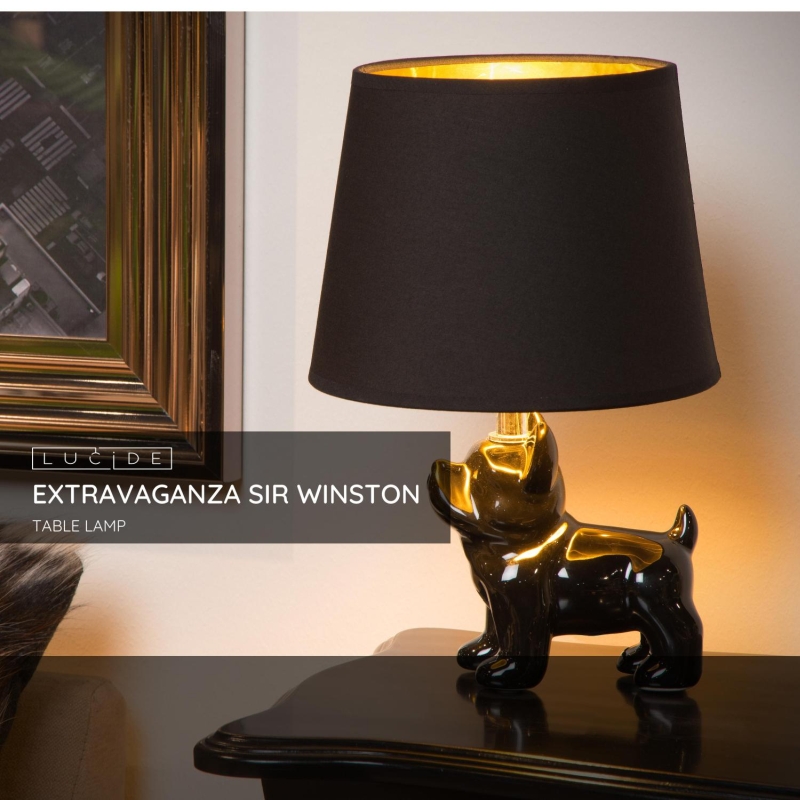 Lucide EXTRAVAGANZA SIR WINSTON - Stolná lampa - 1xE14 - Čierna